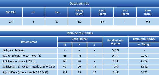 Tabla de resultados